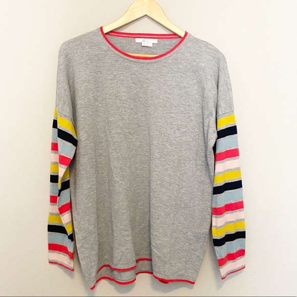 Boden Sweaters - Boden Wool Blend Grey Sweater Striped Sleeves
